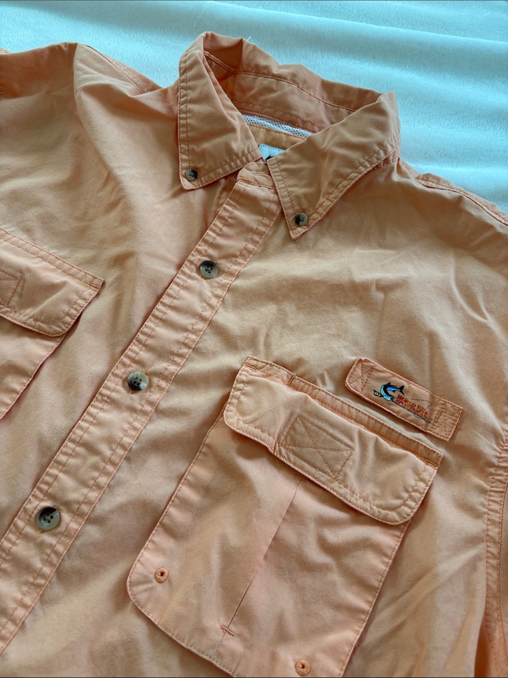 Men's FISHING SHIRT Long-Sleeve Button-Down in Peach